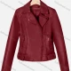 Wholesale Women's Casual Plain Lapel Long Sleeve Zipper PU Leather Jacket Dark Red Clothing Wholesale Market Liuhua