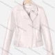 Wholesale Women's Casual Plain Lapel Long Sleeve Zipper PU Leather Jacket White Clothing Wholesale Market Liuhua