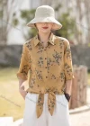 Wholesale Women's Loose Fit Half Sleeve Collared Blouse Floral Print Casual Shirt - Liuhuamall