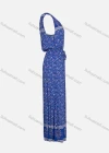 Wholesale Women's Vintage Sleeveless Round Neck Allover Print Drawstring Pleated Maxi Dress - Liuhuamall