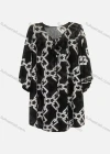 Wholesale Women's Casual 3/4 Butterfly Sleeve Lace Up Front Baroque Chain Print Tunic - Liuhuamall