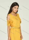 Wholesale Women's Plain Bateau Neck Cold Shoulder Short Sleeve Lace Up Midi Dress With Belt - Liuhuamall