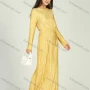 Wholesale Women's Ruched Tie Front Long Sleeve Drop Shape Hollow Midi Dress preview