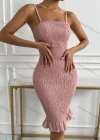 Wholesale Women's Sexy Spaghetti Strap Ruffle Hem Bodycon Knee Length Dress AY122# - Liuhuamall