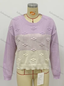 Wholesale Women's Casual Crew Neck Long Sleeve Colorblock Knit Pullover Sweater, LIUHUA CLOTHING WHOLESALE