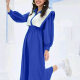 Women's Casual Colorblock Sailor Collar Long Sleeve Peplum Midi Dress 23# Clothing Wholesale Market -LIUHUA