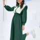 Women's Casual Colorblock Sailor Collar Long Sleeve Peplum Midi Dress 27# Clothing Wholesale Market -LIUHUA