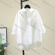 Wholesale Women Korean Loose Open Front Shirt, 100% Cotton Short & Three Quarter Sleeve Thin Summer Blouse, Original Export Overst White Clothing Wholesale Market Liuhua