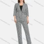 Wholesale Women's Casual Lapel Long Sleeve Tie Front Plaid Cardigan 2-piece Set preview