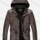Wholesale Men's Plain Hooded Long Sleeve Zipper Pockets PU Leather Jacket With Belt 1922# Coffee Clothing Wholesale Market Liuhua