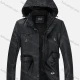Wholesale Men's Plain Hooded Long Sleeve Zipper Pockets PU Leather Jacket With Belt 1922# Black Clothing Wholesale Market Liuhua