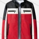 Wholesale Men's Trendy Colorblock Contrast Stand Collar Long Sleeve Zipper Pockets PU Leather Jacket 2286# Red Clothing Wholesale Market Liuhua
