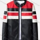 Wholesale Men's Trendy Striped Contrast Stand Collar Long Sleeve Zipper Pockets PU Leather Jacket 2288# Red Clothing Wholesale Market Liuhua