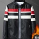 Wholesale Men's Trendy Striped Contrast Stand Collar Long Sleeve Zipper Pockets PU Leather Jacket 2288# Black Clothing Wholesale Market Liuhua