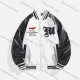 Wholesale Men's Trendy Letter Contrast Baseball Collar Long Sleeve Patch Pocket PU Leather Baseball Jacket 2567# White Clothing Wholesale Market Liuhua
