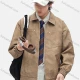 Wholesale Men's Trendy Plain Collared Long Sleeve Patch Pocket Leather Jacket 8008# Brown Clothing Wholesale Market Liuhua