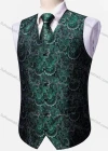 Wholesale Men's Vintage V Neck Allover Print Single Breasted Silky Waistcoat & Necktie 2-piece Set - Liuhuamall