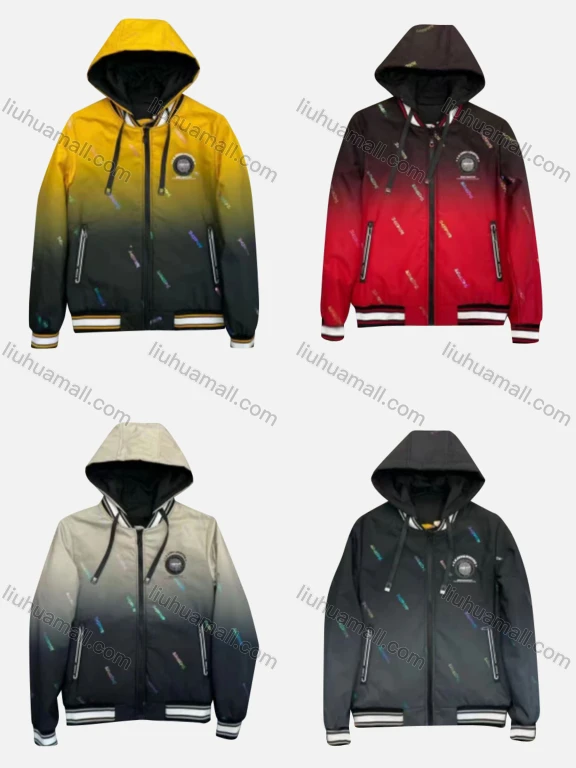 Wholesale Men's Casual Gradient Allover Print Long Sleeve Drawstring Zipper Hoodie 55#