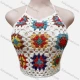 Wholesale Women's Vacation Halter Crochet Hollow Out Floral Cover Up Crop Top 2028# White Clothing Wholesale Market Liuhua