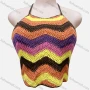 Wholesale Women's Fashion Halter Chevron Colorblock Crop Chunky Knit Top 2431# preview