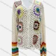 Wholesale Women's Vacation Crochet Hollow Out Floral Colorblock Scalloped Trim Long Sleeve Cover Up Top J2442# White Clothing Wholesale Market Liuhua