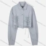Wholesale Women's Fashion Plain Collared Button Down Drop Shoulder Lace Up Crop Overshirt preview