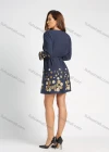 Wholesale Women's Casual Round Neck Sequin Long Sleeve Sequin Short Dress With Belt - Liuhuamall