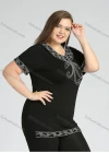 Wholesale Women's Plus Size Round Neck Short Sleeve Embroidery Casual Top - Liuhuamall