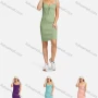 Wholesale Women's Casual Lace Up Slim Fit Notched Collar Cami Ribbed Knit Short Dress preview