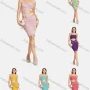 Wholesale Women's Sexy Plain Cutout Split Side Club Slim Cami Knit Dress 2122# preview