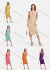 Wholesale Women's Sexy Cross Straps Chested Hollow Side Split Slim Ribbed Knit Halter Knee Length Dress 2153# - Liuhuamall