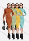 Wholesale Women's Turtleneck High Neck Lace Up Pearl Decor Bodycon Knit Dress 2192# - Liuhuamall