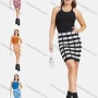 Wholesale Women's Casual Contrast Color Colorblock Print Slim Fit Knit Short Dress 2113# preview