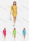 Wholesale Women's Casual Long Sleeve Scoop Neck Button Front Ribbed Slim Fit Pencil Knit Short Dress 2117# - Liuhuamall