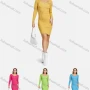 Wholesale Women's Casual Long Sleeve Scoop Neck Button Front Ribbed Slim Fit Pencil Knit Short Dress 2117# preview