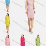 Wholesale Women's Sleeveless Ribbed Cross Back Hollow Out Plain Bodycon Knit Short Dress 2156# preview