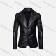 Wholesale Men's Fashion Lapel Single Breasted Leather Blazer Jacket Black Clothing Wholesale Market Liuhua