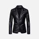 Men's Fashion Lapel Single Breasted Leather Blazer Jacket Black Clothing Wholesale Market -LIUHUA