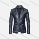Wholesale Men's Fashion Lapel Single Breasted Leather Blazer Jacket Slate Gray Clothing Wholesale Market Liuhua