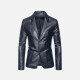 Men's Fashion Lapel Single Breasted Leather Blazer Jacket Slate Gray Clothing Wholesale Market -LIUHUA