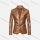 Wholesale Men's Fashion Lapel Single Breasted Leather Blazer Jacket Copper Clothing Wholesale Market Liuhua