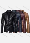 Wholesale Men's Fashion Lapel Single Breasted Leather Blazer Jacket - Liuhuamall