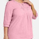 Women's Plus Size Casual 3/4 Sleeve Floral Embroidery Plain Blouse 2# Clothing Wholesale Market -LIUHUA