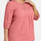 Women's Plus Size Casual 3/4 Sleeve Floral Embroidery Plain Blouse 11# Clothing Wholesale Market -LIUHUA
