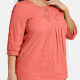 Women's Plus Size Casual 3/4 Sleeve Floral Embroidery Plain Blouse 43# Clothing Wholesale Market -LIUHUA