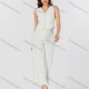 Wholesale Women's Casual Plain Button Down V Neck Sleeveless Crop Top & Pants 2 Piece Set V3759# White Guangzhou Clothing Wholesale Market & Suppliers -LIUHUAMALL