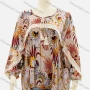 Wholesale Women's Keyhole-Neck Crochet Tassel Elastic Cuff Floral Ruffle Boho Blouse J120B# preview
