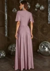Wholesale Women's Plain Wrap V Neck Ruched Batwing Sleeve Split Side Cocktail Maxi Dress - Liuhuamall