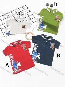 Wholesale Boys Casual Short Sleeve Letter Graphic Button Front Polo Shirts, LIUHUA CLOTHING WHOLESALE