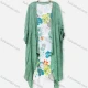 Wholesale Women's Casual Crew Neck Tropical Print Sleeveless Dress & Plain Cardigan 2 Piece Set 049# Green Clothing Wholesale Market Liuhua